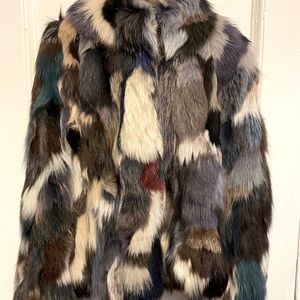 Multicolor Sectioned Fox Fur Jacket